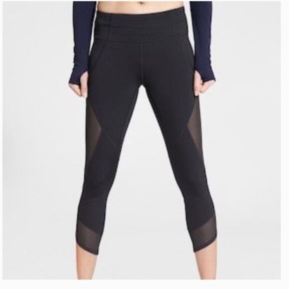 Like New! Athleta black gray crop tights mesh. XS - Picture 11 of 13